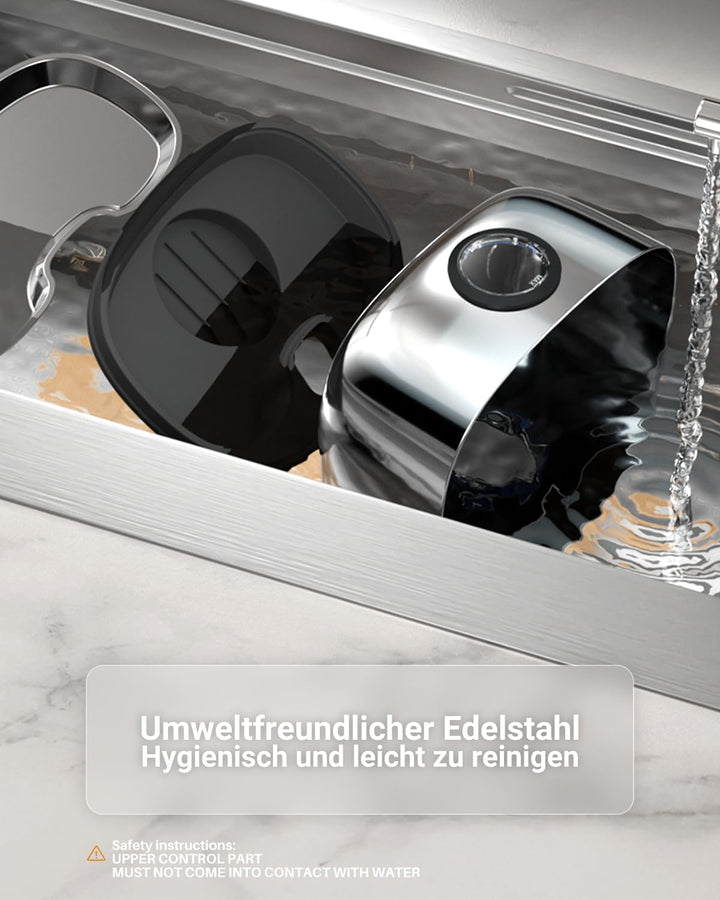 5L Trinkbrunnen für Hunde, Katzenbrunnen Kabellos mit 4000mAh, Edelstahl Hundebrunnen mit LED Sensor
