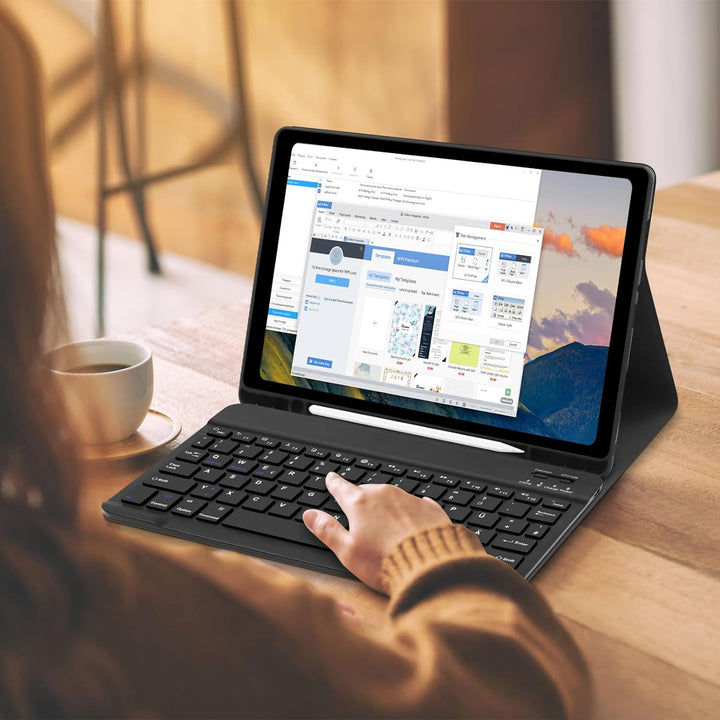 Lielax Tastatur Hülle für Samsung Galaxy Tab A7 10.4 Zoll 2022/2020(QWERTZ Layout), Magnetisch Abneh