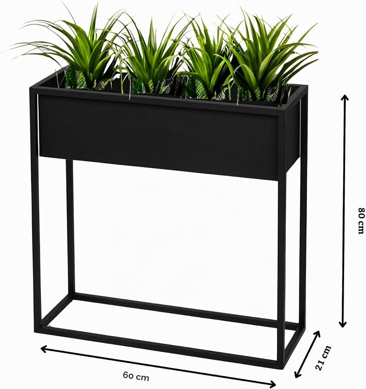 Pflanzenständer Petto - 60x21x80cm - Farbe Schwarz - für Zimmerblumen - Metallregal - Dekorativer Ti