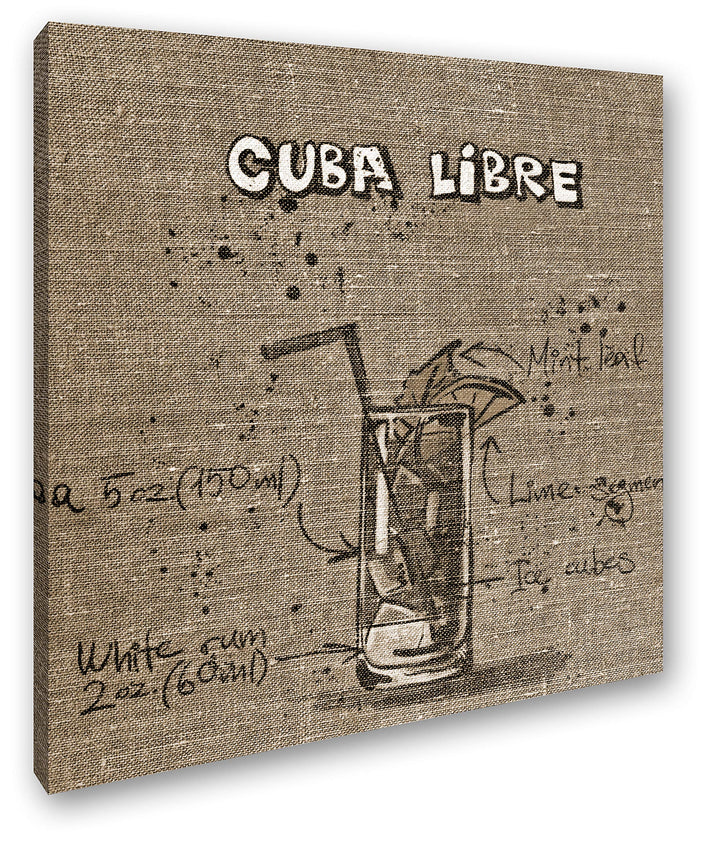 deyoli Rezept für einen Cuba Libre Format: 60x60 Effekt: Sepia als Leinwandbild, Motiv auf Echtholzr