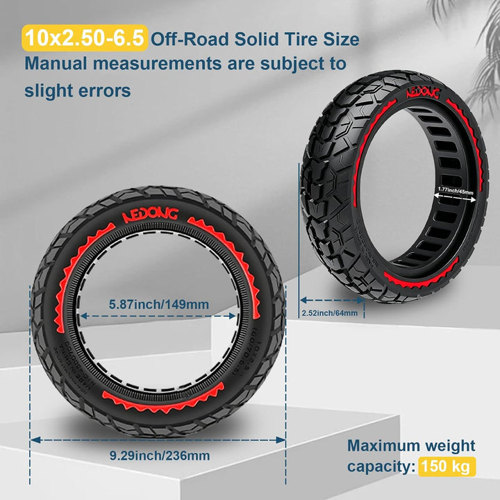 60/70-6.5 Solid Reifen 10x2.50 vollgummireifen Geländereifen für Ninebot Max G30/G30 D2/F2 Pro D/E3