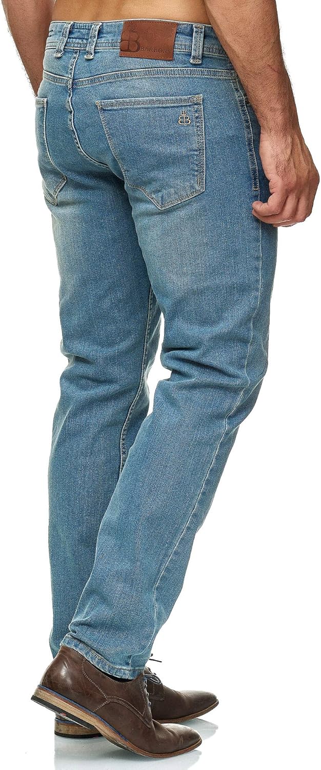 BARBONS Herren Jeans - Bügelleicht - Regular-Fit Stretch - Business Freizeit - Hochwertige Jeans-Hos