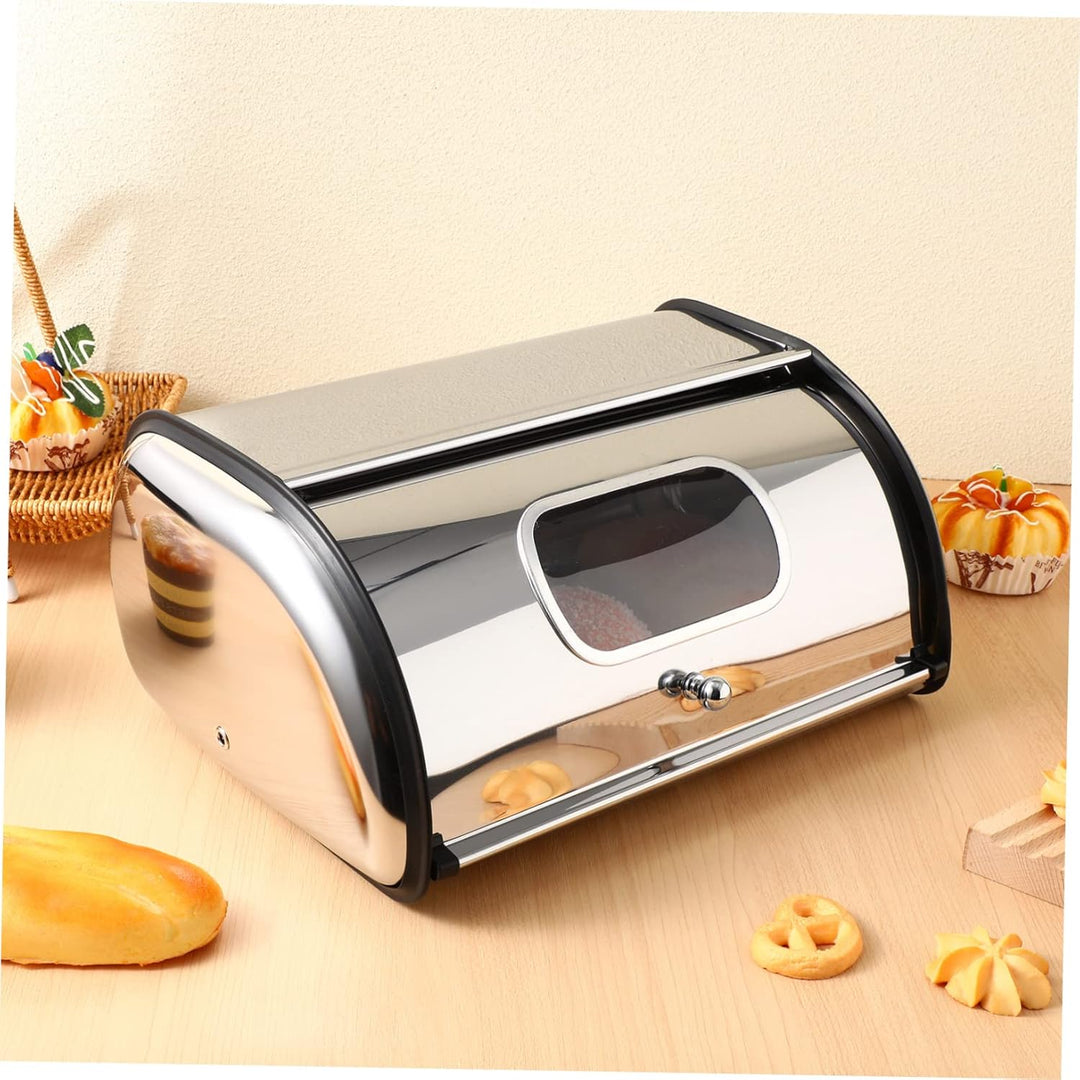 TOPBATHY Home Andenkenbox Edelstahl Brotbox mit Rolldeckel Küche Brot Aufbewahrungsbehälter Behälter
