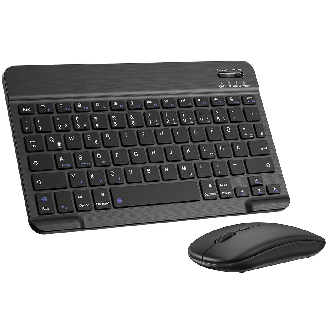 PINKCAT Bluetooth Tastatur Maus Set, Deutsches QWERTZ Layout Slim Wiederaufladbare Tastatur mit inte