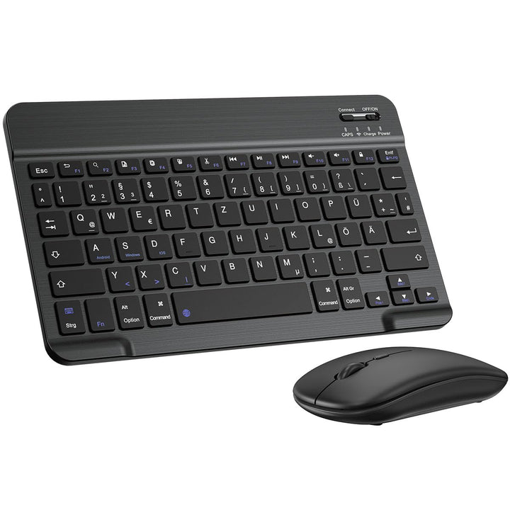 PINKCAT Bluetooth Tastatur Maus Set, Deutsches QWERTZ Layout Slim Wiederaufladbare Tastatur mit inte