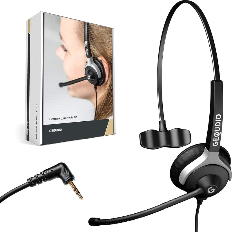 GEQUDIO Headset mit 2,5mm Klinke kompatibel mit Gigaset, Panasonic DECT Schnurlostelefon - Kopfhörer