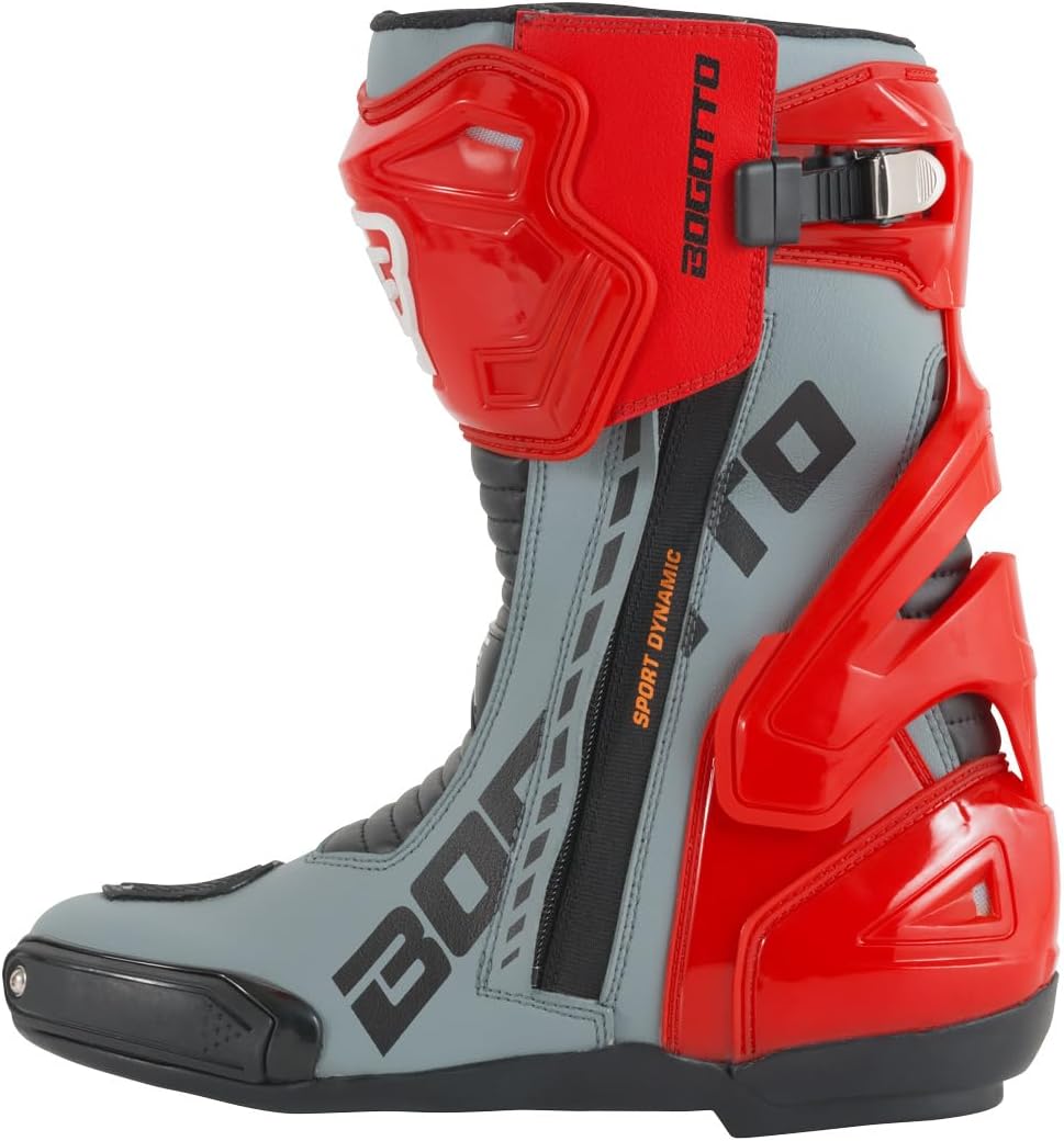 Bogotto Donington Motorradstiefel, grau/schwarz/rot, 40 Grau Schwarz Rot 40 EU, Grau Schwarz Rot 40