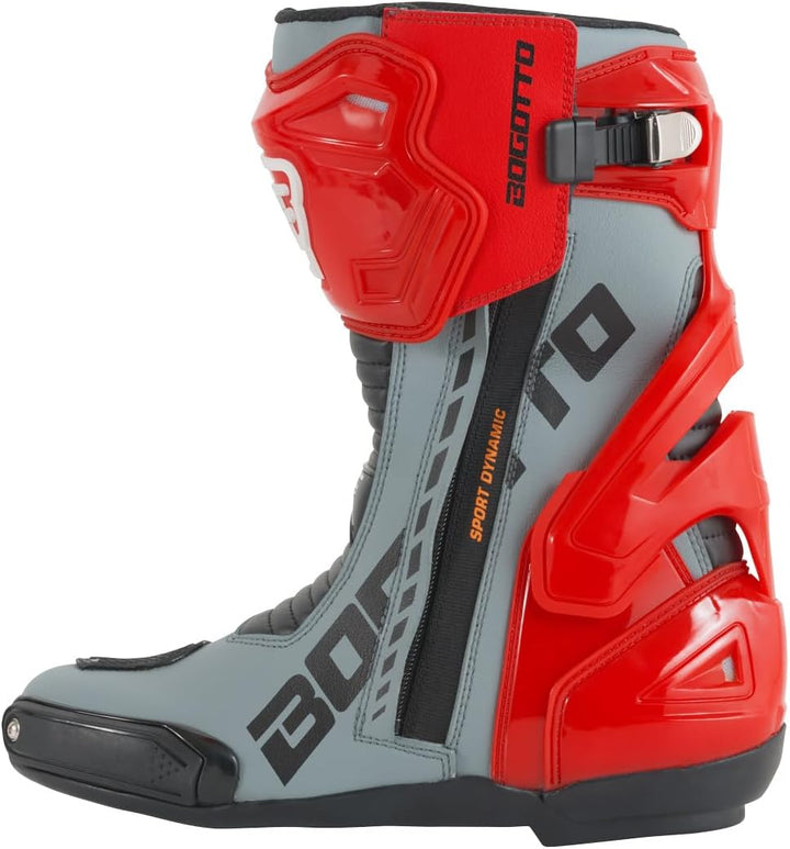 Bogotto Donington Motorradstiefel, grau/schwarz/rot, 40 Grau Schwarz Rot 40 EU, Grau Schwarz Rot 40