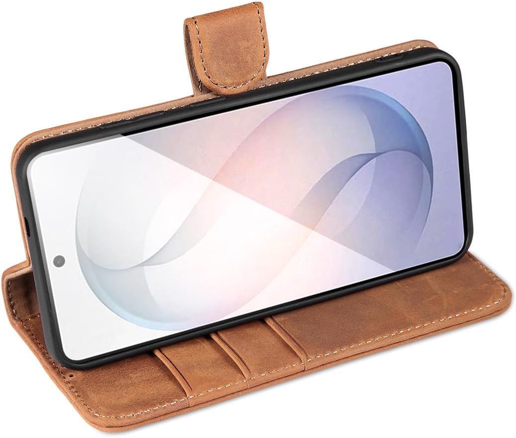 LENSUN Echtleder Hülle für Samsung Galaxy S26, Handyhülle [Premium Echtes Leder][RFID Schutz Tasche]