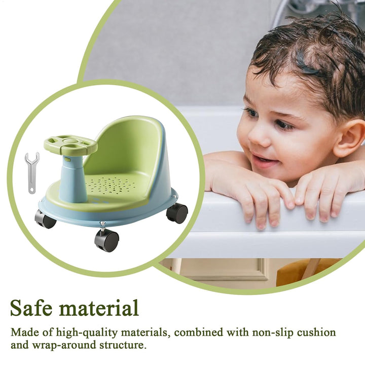Baby Bade Sitz, Rutschfester Badewannensitz Für Babys, Mit Lenkrad Und Rädern, Baby Badesitz Ab 6 Mo