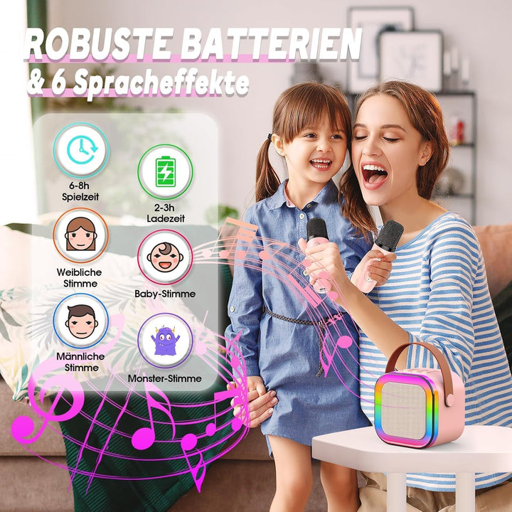 Karaoke Maschine Kinder, Geschenk für Mädchen 3-12 Jahre, Karaoke Kinder Spielzeug ab 3-12 Jahre Mäd