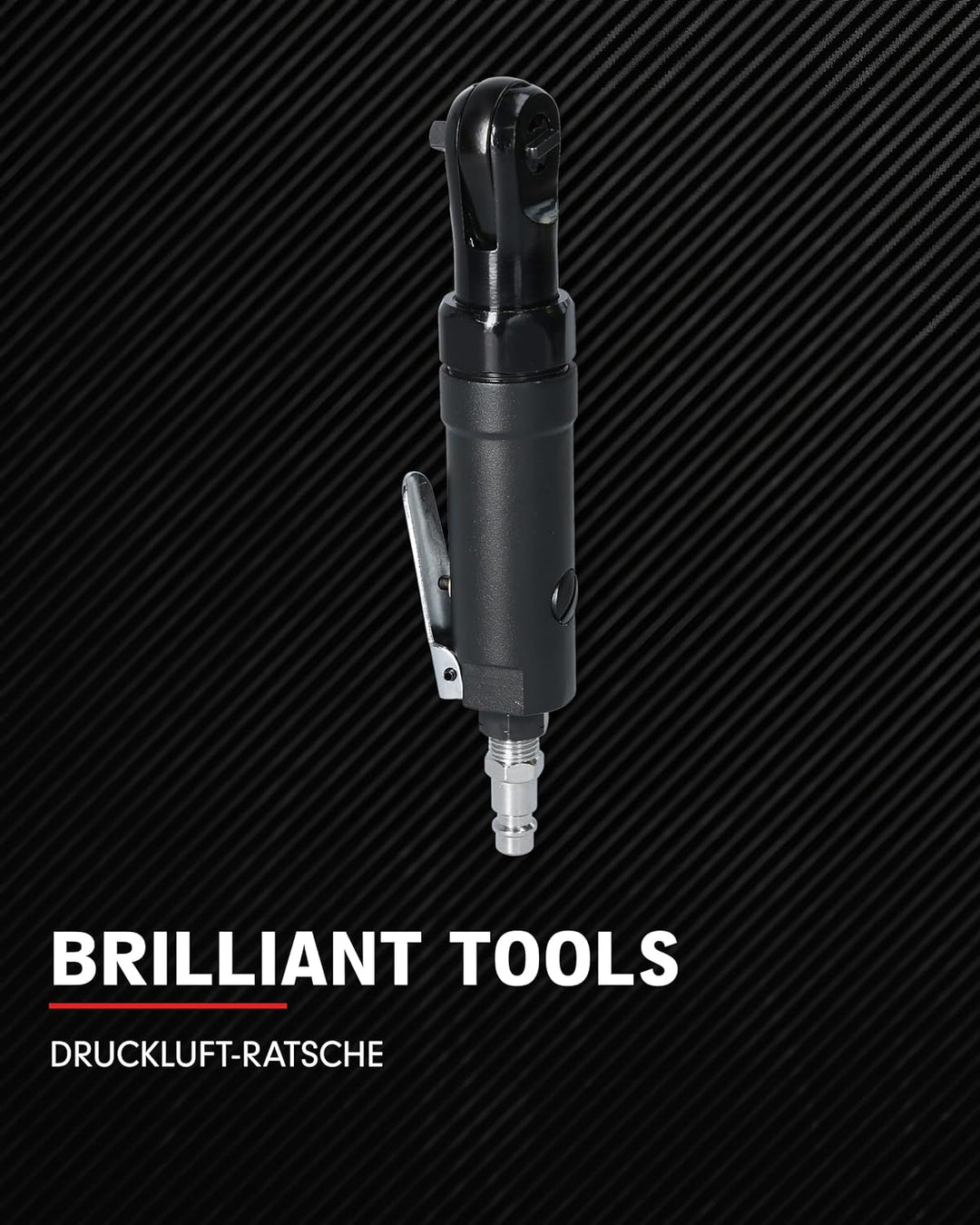 BRILLIANT TOOLS Druckluft Ratsche 1/4" BT160601 35 Nm I Umschaltratsche mit Vierkantantrieb nach DIN