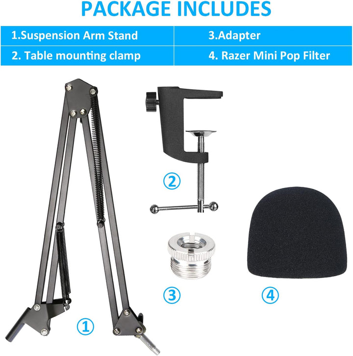 SUNMON Mikrofonarm für Raze r Seiren Mini - Universal Mic Boom Arm mit Mikrofonabdeckung Set mic arm