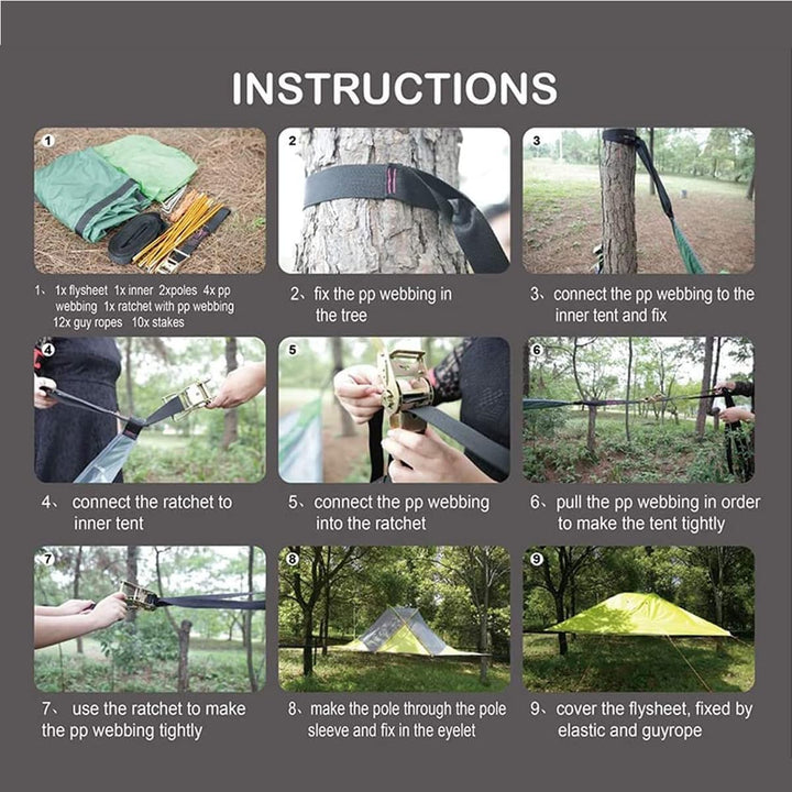 Sanbore Baumzelt Tree Tent Antennen Hängematte Zelt für 2-3 Personen, Familien Outdoor Campingzelt X
