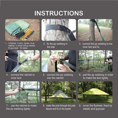 Sanbore Baumzelt Tree Tent Antennen Hängematte Zelt für 2-3 Personen, Familien Outdoor Campingzelt X