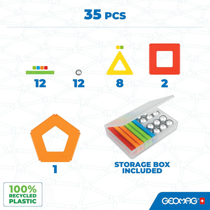 Geomag - Supercolor Magnetic Constructions for Kids, Magnetic Toy, Green Collection 100% Recycled Pl
