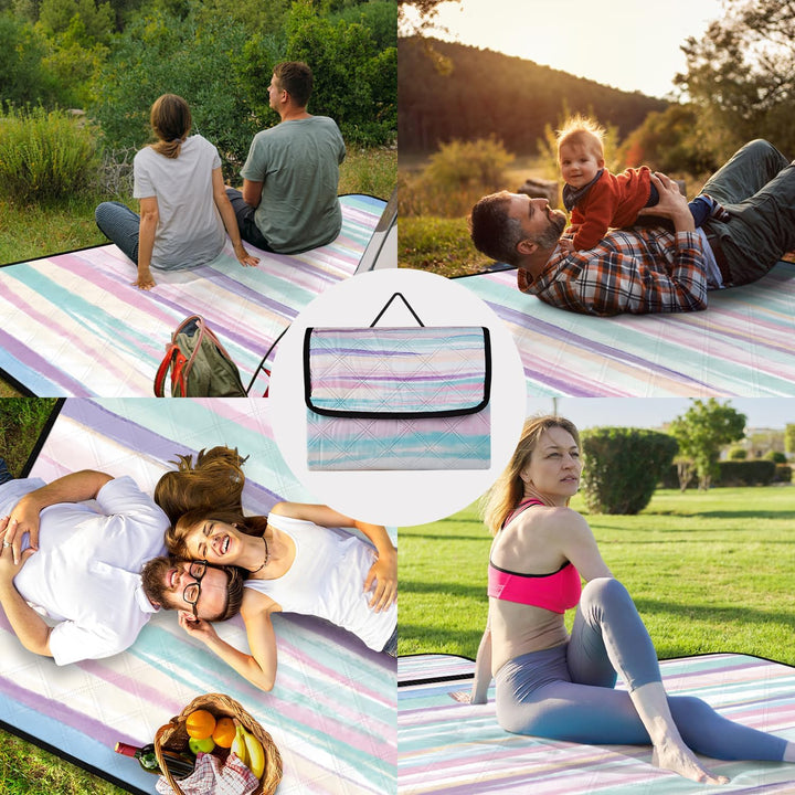 Picknickdecke Wasserdicht, 200 x 200cm Gross Stranddecke Sandfrei mit Wasserdichter Unterseite, Trag