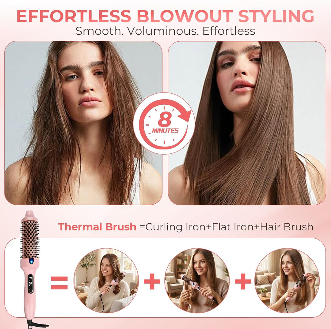 Thermal Brush, 38mm Thermobürste Wärmebürste, Stylingbürsten Macht Haar Glatt und Glänzend, Elektris