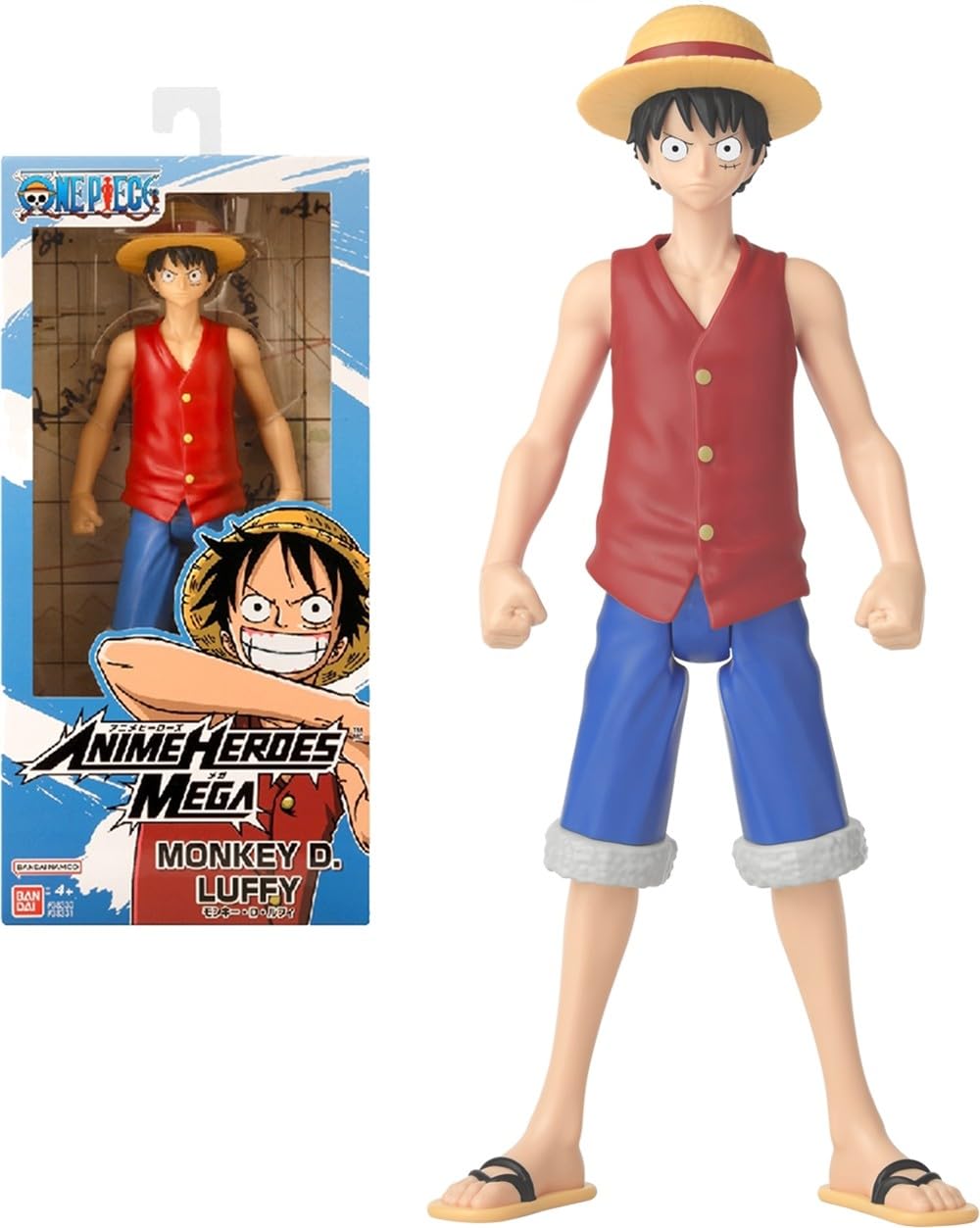 BANDAI - Anime Heroes - One Piece - Anime Heroes Mega Figur 30 cm Ruffy - Grosse bewegliche Figur -