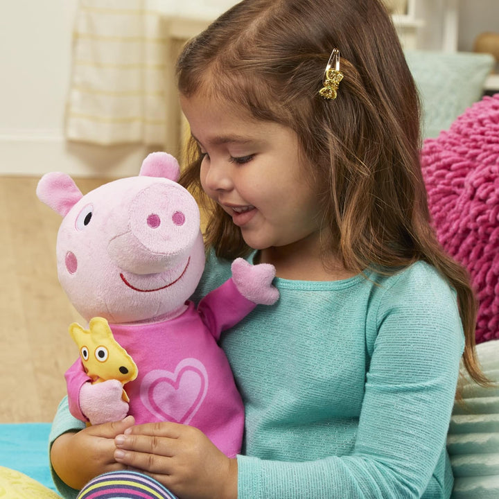 Peppa Pig F3777 Bear Peppa's Bedtime Schlaflieder singende Plüschpuppe mit Teddybär-Zubehör, 3 Liede