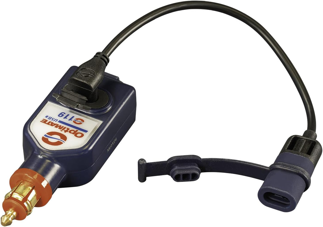 OptiMate USB O119-3300mA wetterfestes USB A- und C-Ladegerät mit doppeltem Ausgang, mit BIKE-Stecker