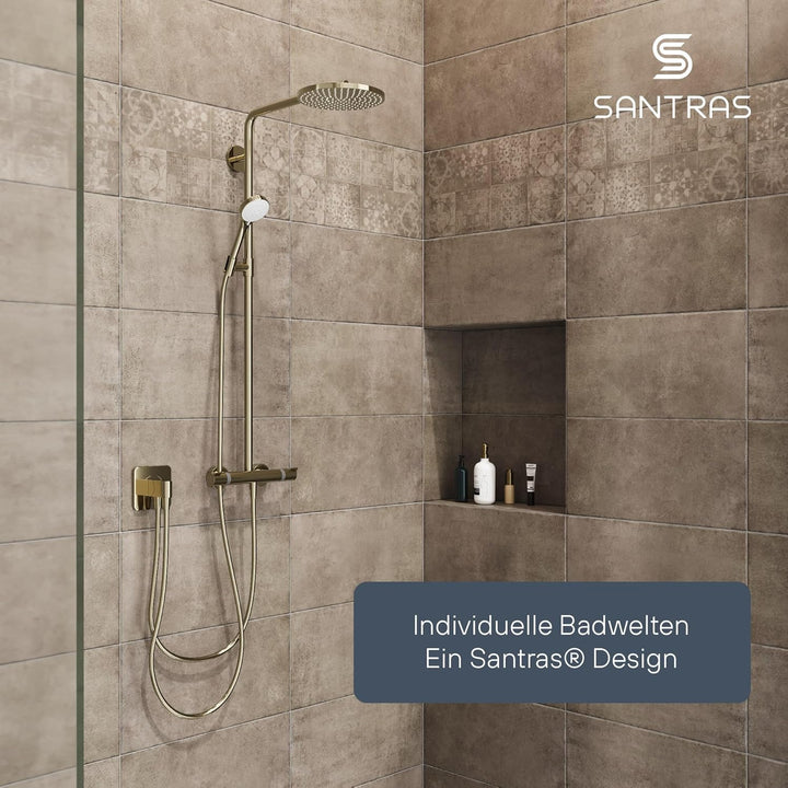 SANTRAS® Handbrause mit dreifach verstellbaren Duschkopf in Edelmessing Edelmessing Dreifach verstel