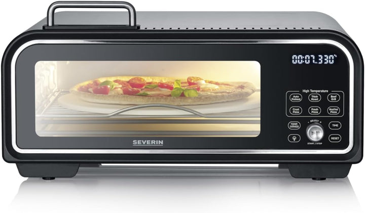 SEVERIN SERICO Digitaler Pizzaofen, elektronischer Pizzabackofen mit Digital-Display & Safe-Touch Ge