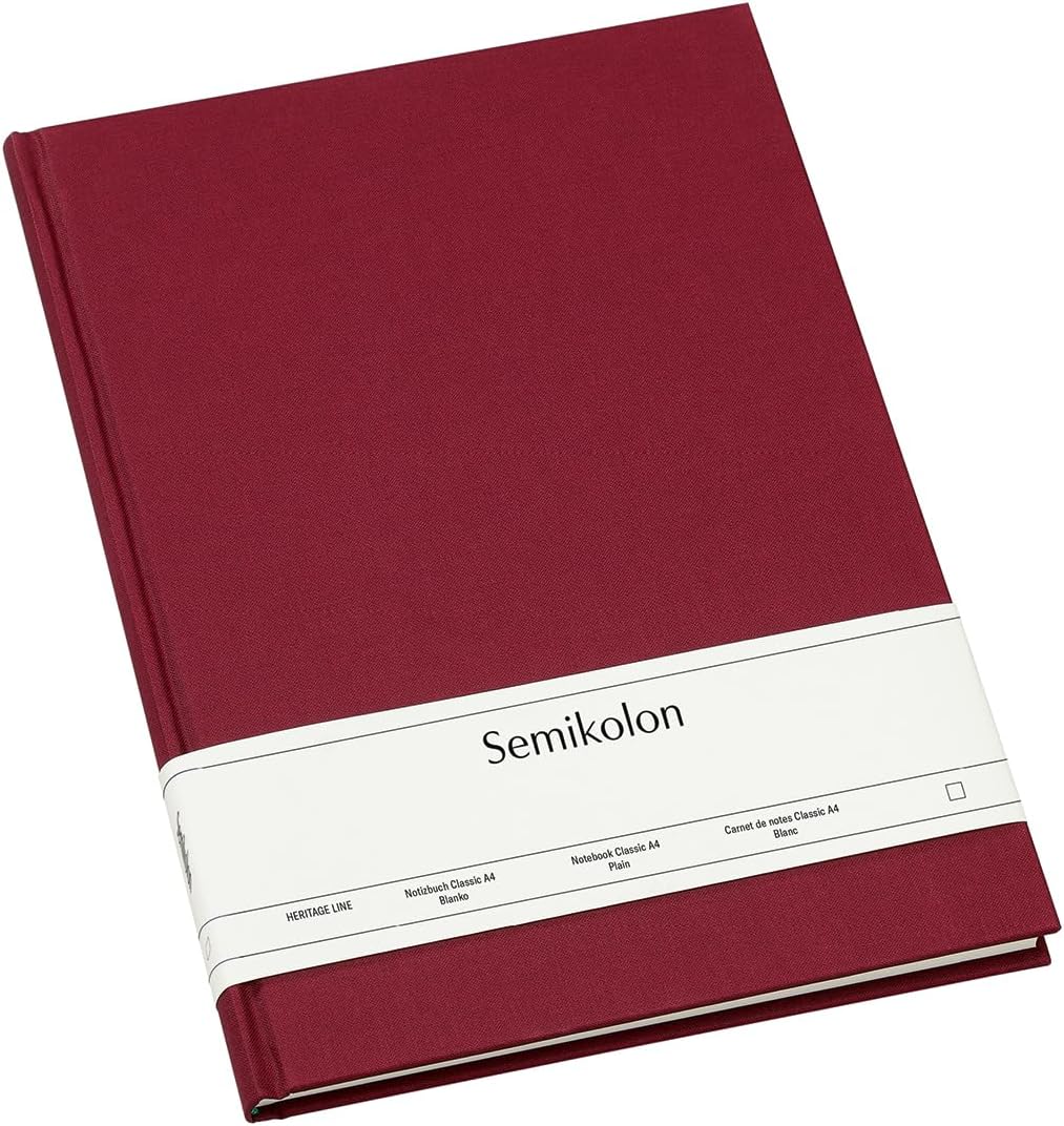 Semikolon 351234 Notizbuch Classic A4 blanko - 176 Seiten, cremeweisses Papier - Lesezeichen - burgu