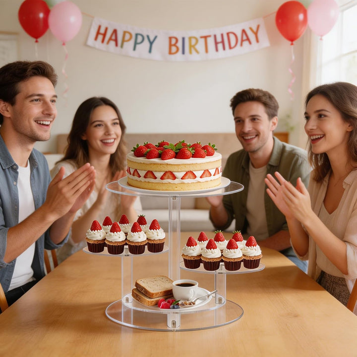 4 Etagen Acryl Cupcake Ständer, Kombination Kuchenständer für Desserts, Donuts, Kekse, Hochzeit & Ge