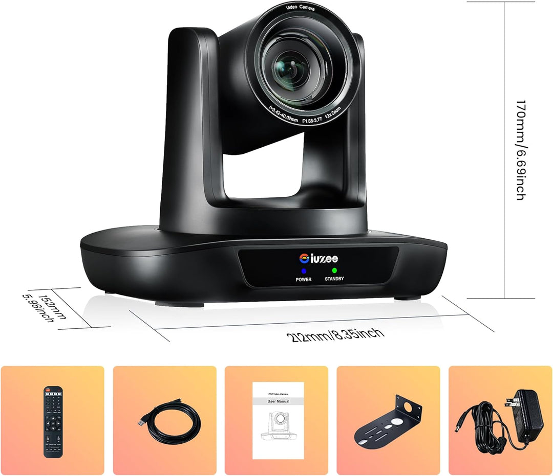 4K PTZ-Kamera 12-Fach Optischer Zoom Konferenzkamera USB3.0 HDMI PTZ Camera Weitwinkel für Kirche Vi