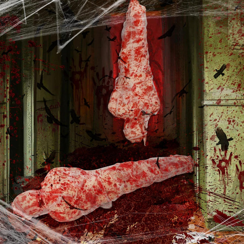 2 Sätze Halloween Gefälschte Leichen Requisiten - Hängende Leiche - Halloween Leichensack Set,Hallow