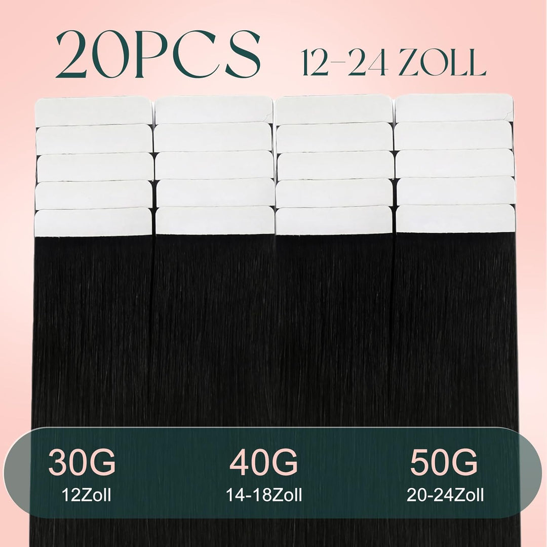 Easyouth Remy Tape in Echthaar Extensions Tape in Haarverlaengerung Schwarz Glatt Tape Extensions Ec