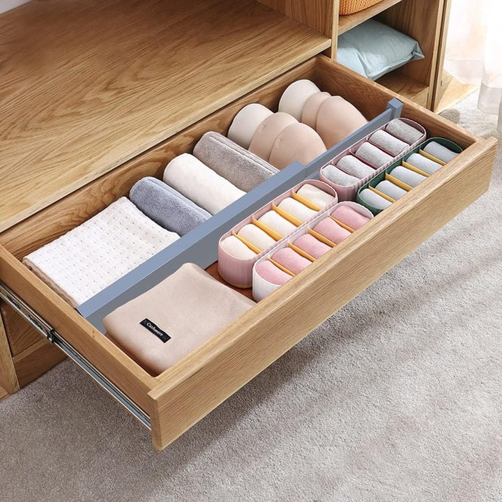 ANTOWIN Schubladentrenner Verstellbar Bambus (43-56 cm), Schubladen Organizer, Gefedert, Küche, Komm