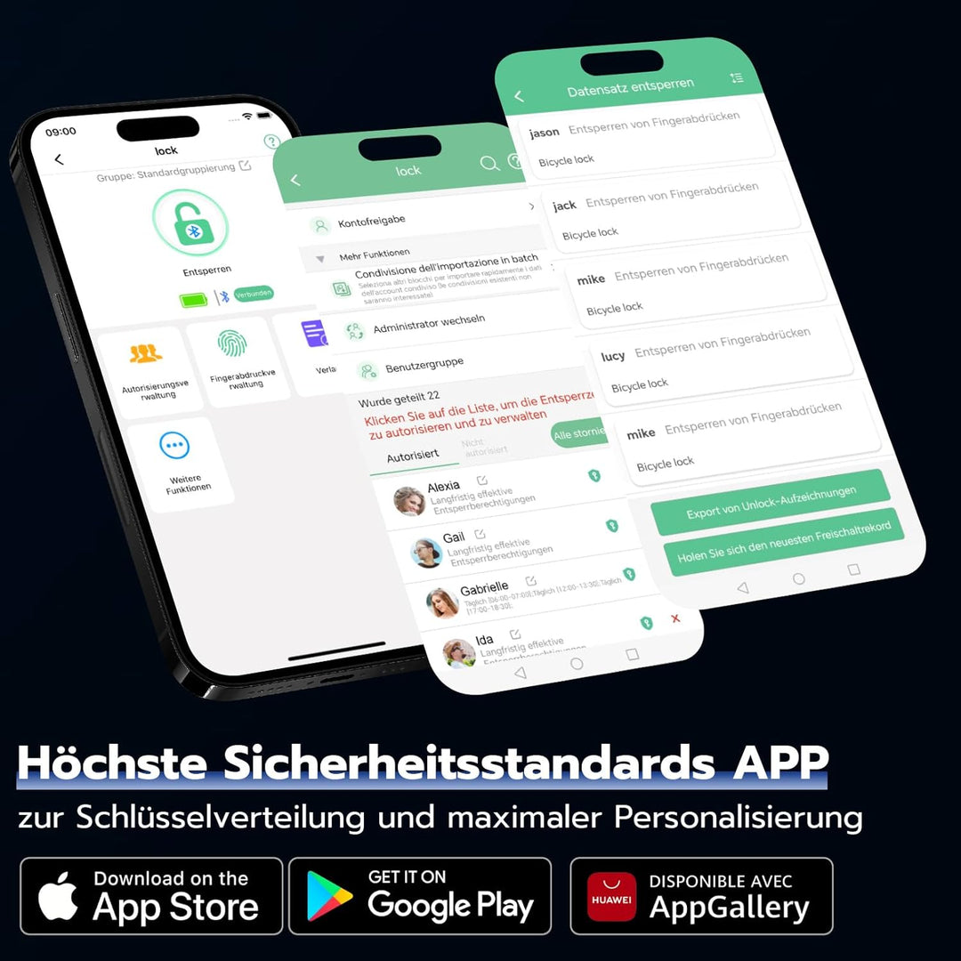 Eseesmart Fingerabdruck Schloss - Vorhängeschloss Fingerabdruck mit Kabel, Smart Lock with Bluetooth