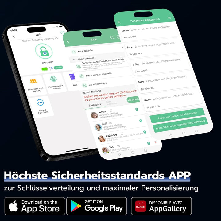 Eseesmart Fingerabdruck Schloss - Vorhängeschloss Fingerabdruck mit Kabel, Smart Lock with Bluetooth