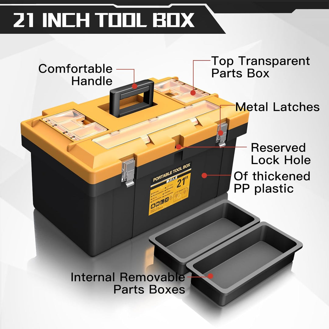 4-in-1 Werkzeugkoffer,AIRAJ Werkzeugkoffer Leer,8 Herausnehmbare Werkzeugbox-Organizer,Abschliessbar
