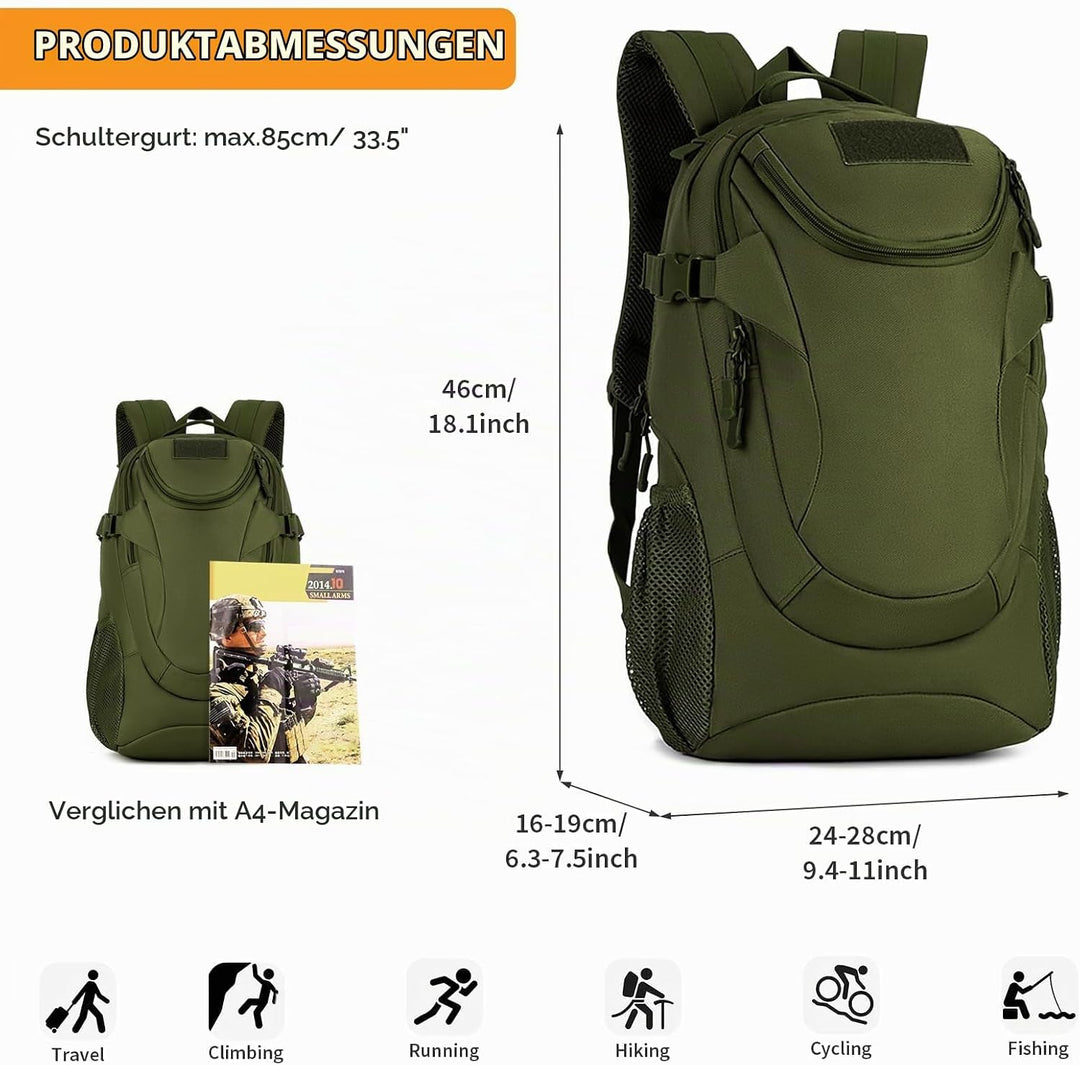 VINBAGGE Rucksack Molle Taktische Motorrad Wanderrucksack Outdoor Wasserdicht Trekkingrucksack 25L C