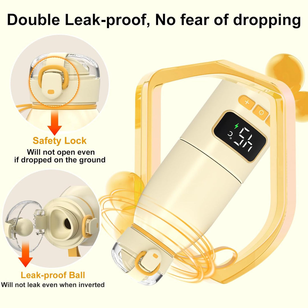 Babyflaschenwärmer Schnellheizender, Auslaufsicher Babyflaschenwärmer mit Batteriestandsanzeige, 37~