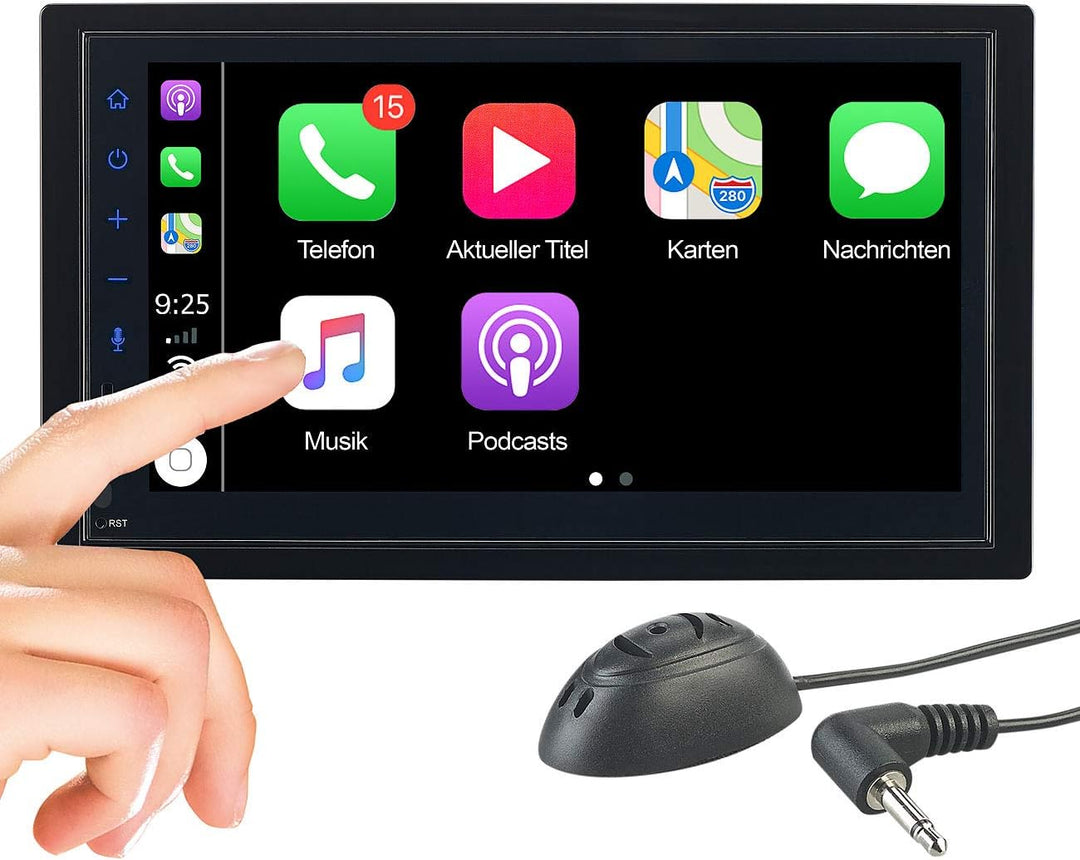 Doppel DIN Carplay: 2-DIN-Autoradio mit Apple CarPlay, Freisprechfunktion, 17,1-cm-Display (Doppeldi