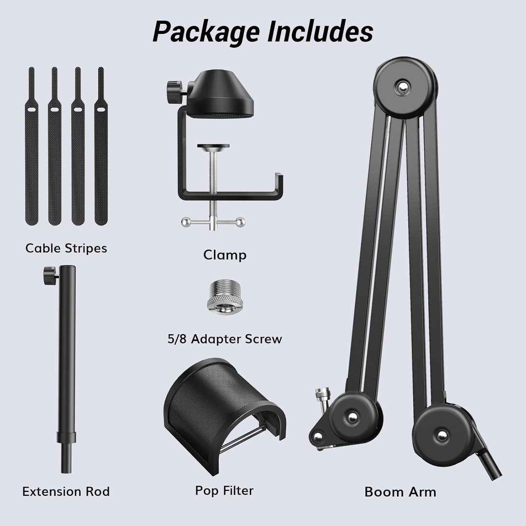TONOR Mikrofonarm hoher Kompatibilität, Boom Arm, Mikrofon Ständer, einstellbarer Microphone Stand m