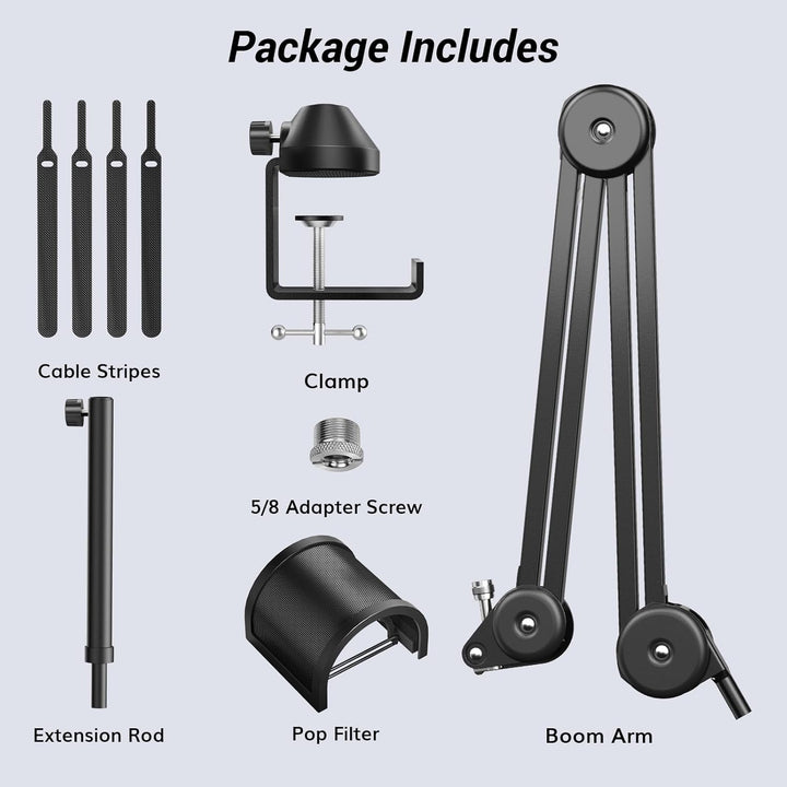 TONOR Mikrofonarm hoher Kompatibilität, Boom Arm, Mikrofon Ständer, einstellbarer Microphone Stand m