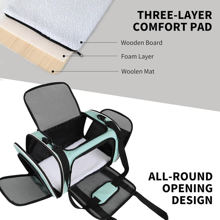 Yipincover Carriers Transportbox für Katzen, weich, Grösse M, Grün Medium Grün, 17.0"L x 11.0"W x 11