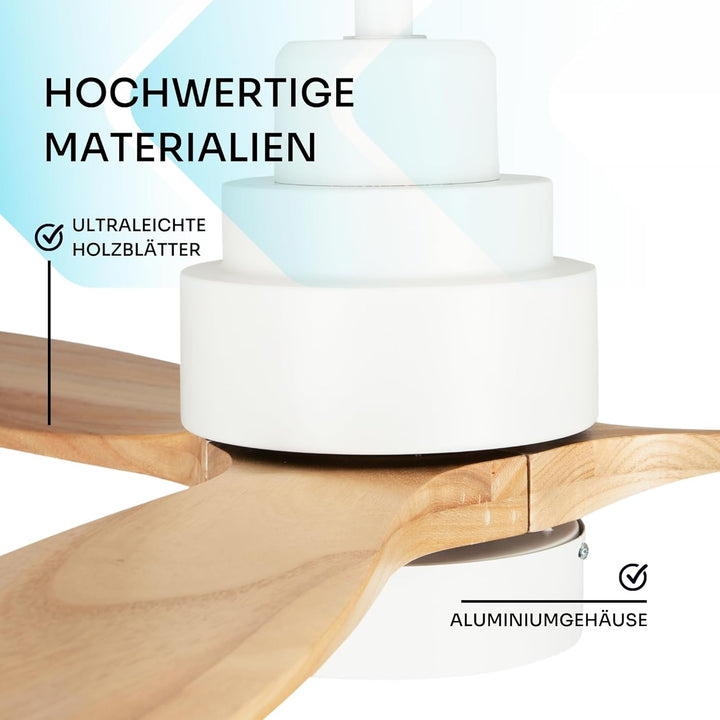 Mellerware - Deckenventilator mit Fernbedienung Brizy Bright | 45 W | 6 Geschwindigkeiten | Ultra le