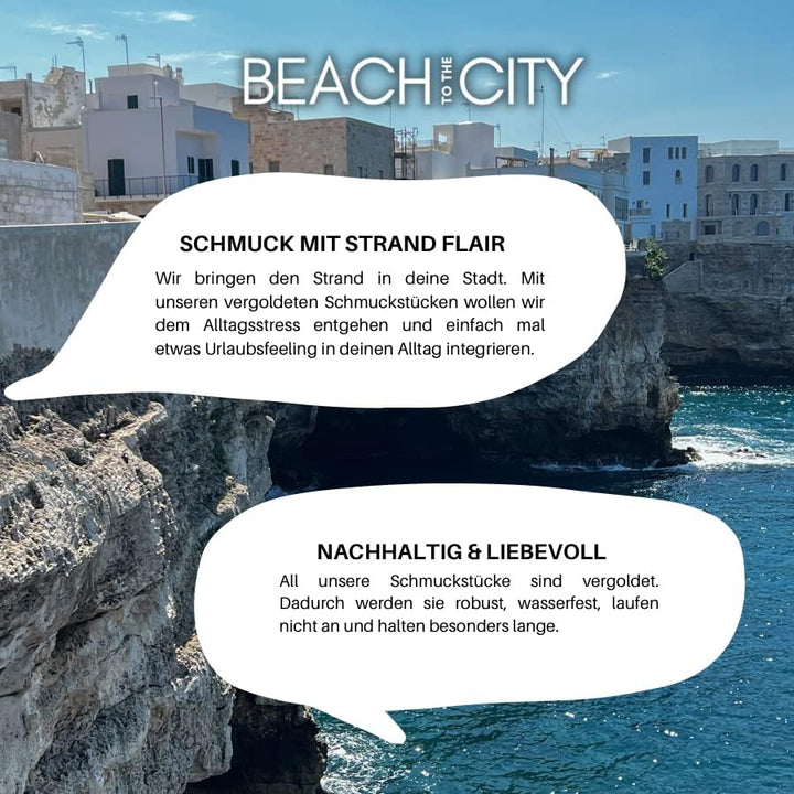 Beach to the City Kette Gold mit Anhängern, Damen aus langlebigem Edelstahl, Wasserfester Schmuck 43