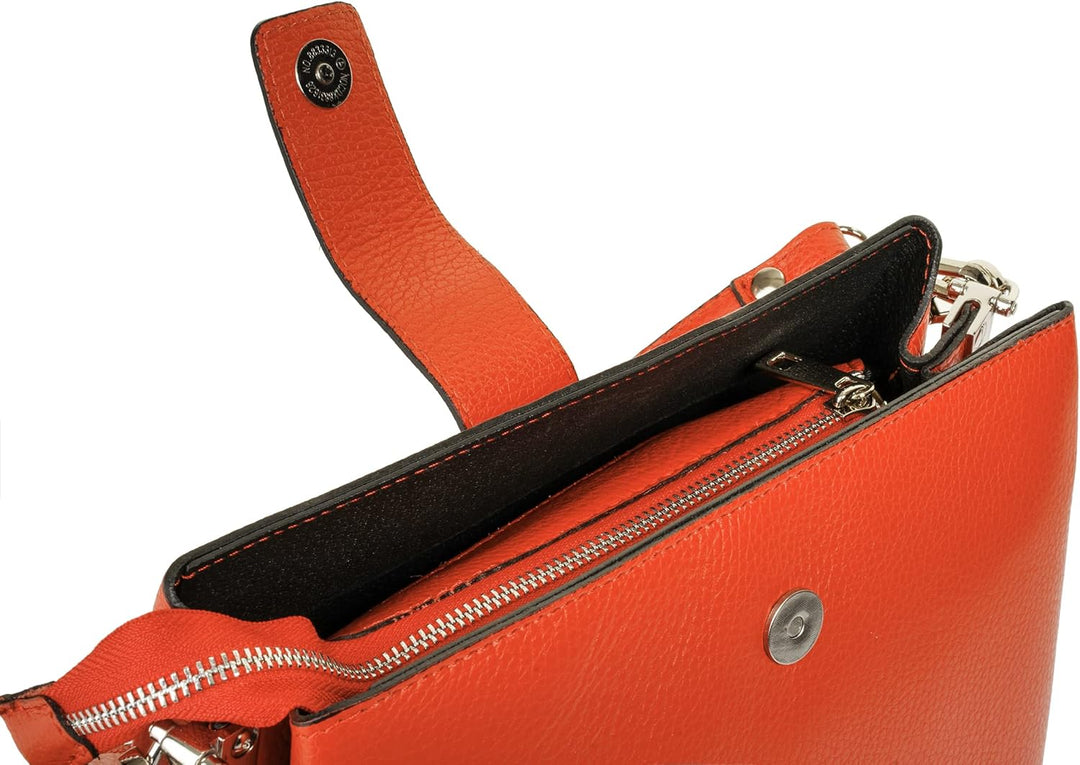 Handtasche Echt Leder Damen Made in Italy, Tragetasche, Umhängetasche, Abendtasche aus Leder 021791