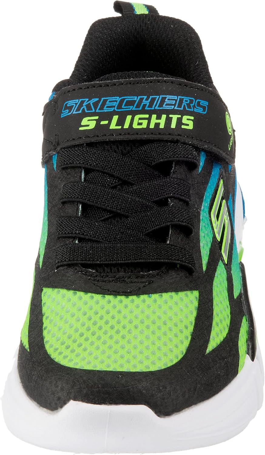 Skechers Jungen Flex-glow Dezlom Sneaker 27.5 EU Black Synthetic Textile Blue Lime Trim, 27.5 EU Bla