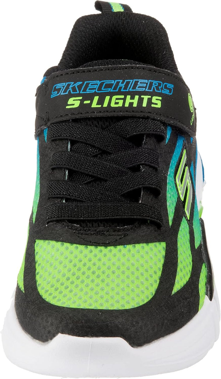 Skechers Jungen Flex-glow Dezlom Sneaker 27.5 EU Black Synthetic Textile Blue Lime Trim, 27.5 EU Bla