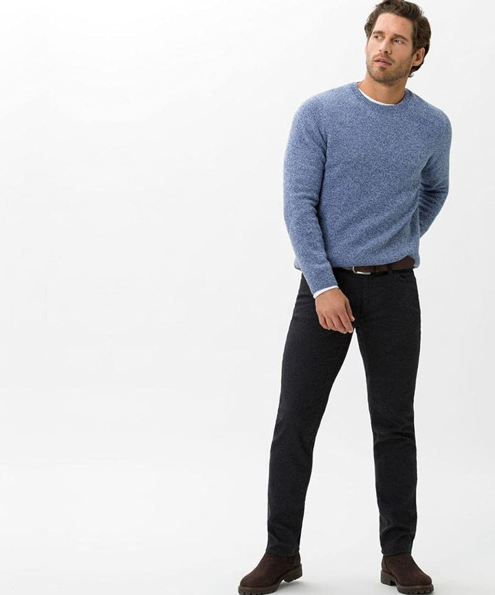 BRAX Herren Jeans Hose Cadiz C Wolloptik Twillstretch Darkblue Kariert 30W / 34L Blau (Ozean 23), 30