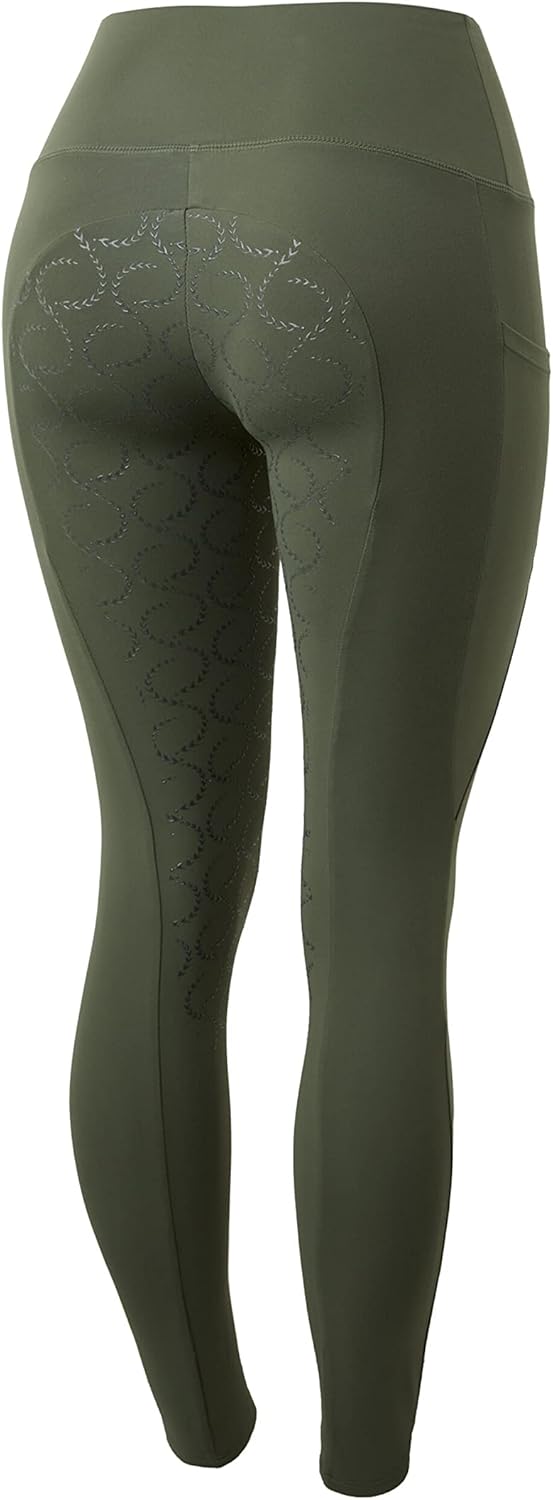 HORZE Damen Reitleggings Gillian, Reithose mit Handytasche und Silikonvollbesatz 44 Khakifarben, 44