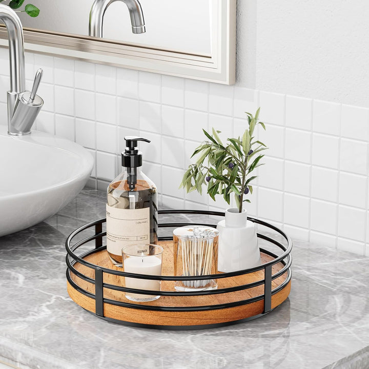 Lazy Susan Drehteller-Organizer aus Holz, rund, 25,4 cm, für Schrank, Küche, Arbeitsplatte, Esstisch